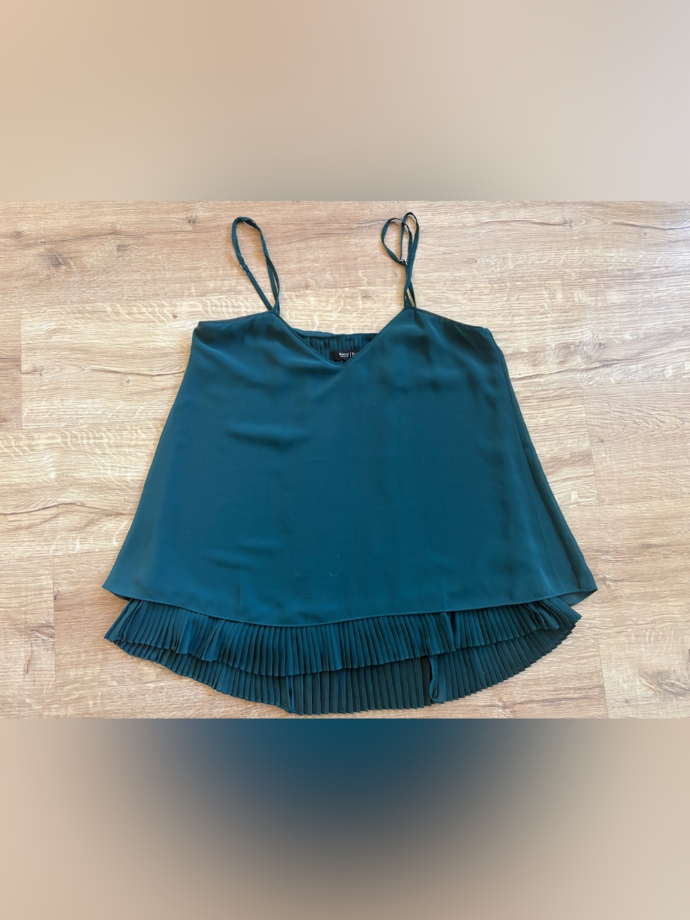 White House Black Market Dark Teal Pleated-Hem Camisole Sz small